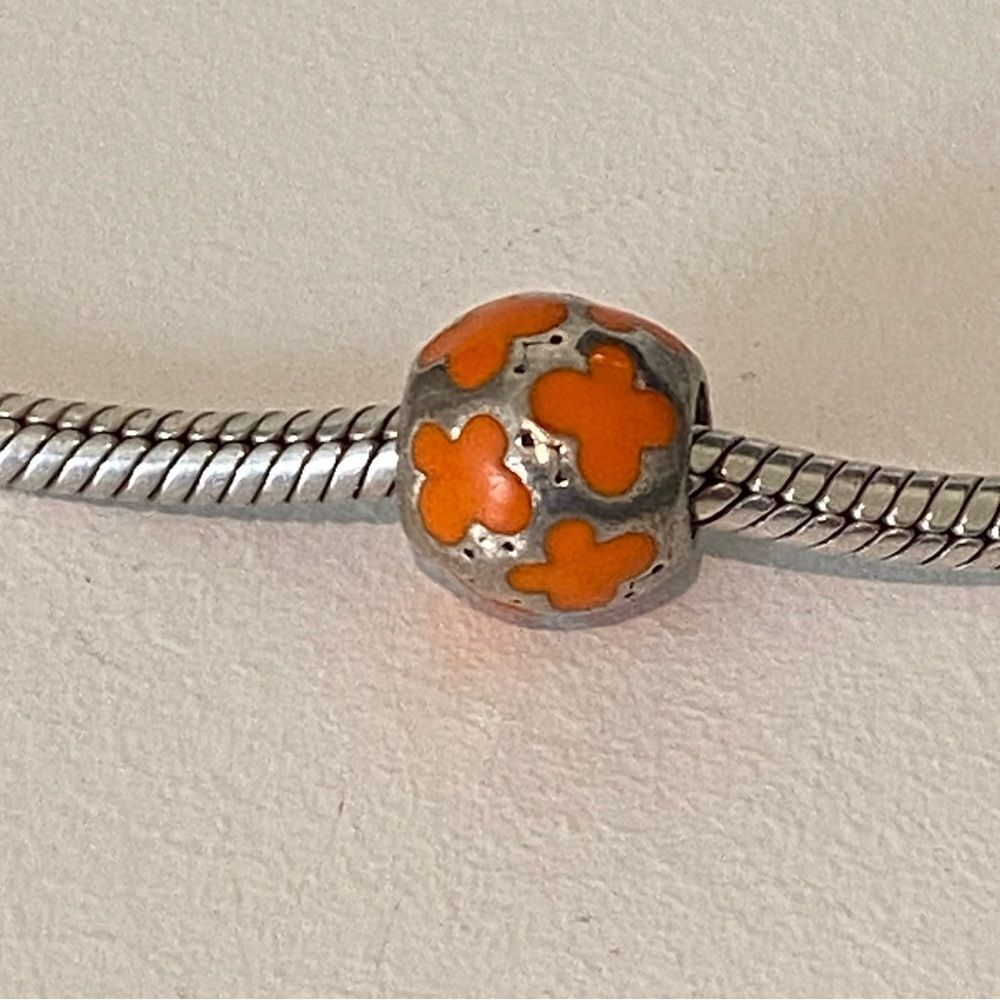 Authentic Pandora Orange Enamel Butterfly Charm - Picture 2 of 3